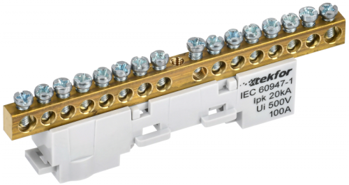 TEKFOR Шина L фаза неизолированная на универсальном держателе 6х9-16-Ср IEK | код TF-NN10-16-DL-K03 | IEK