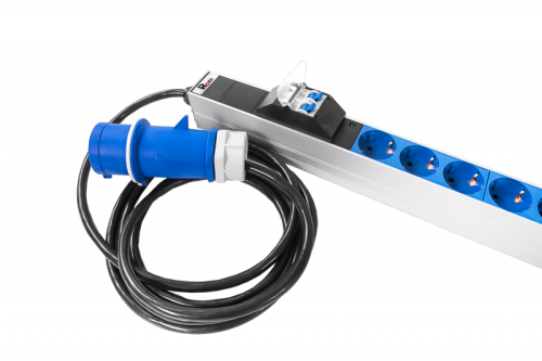 Верт блок розеток Rem-32, 1 фаза 32A, 2 авт, инд, 10S, 12 C13, 4 C19, 1420 мм, вх IEC 309, шнур 3 м | код R-32-10S-12C13-4C19-A-I-1420-3-2P | REM