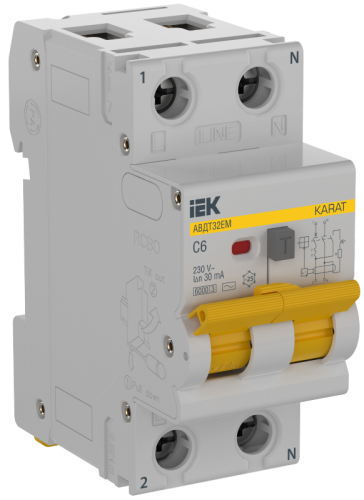 KARAT АВДТ32EM C6 30мА тип AC IEK | код KA-VD14-1-006-C-030-AC | IEK KARAT АВДТ32EM C6 30мА тип AC IEK | код KA-VD14-1-006-C-030-AC | IEK
