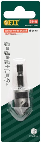 Зенкер конический легированная сталь хвостовик под биту 16мм FIT 36446 фото 3