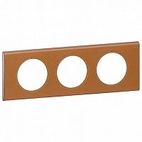 Рамка 3 поста CELIANE, кожа карамель | код. 069423 | Legrand