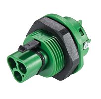 Вилочный разъем в панель, М25, IP68(69k), 3 полюса, винтовая фиксация провода, номинальные характеристики: 250/400V, 20A, цвет контактной вставки: зеленый, цвет корпуса: черный, серия RST Classic | код 96.032.5055.7 | Wieland