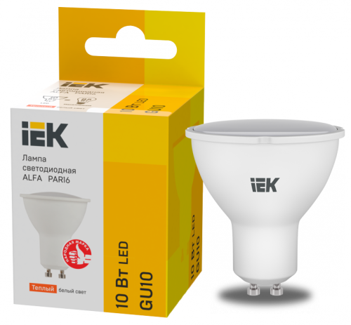 Лампа LED ALFA PAR16 софит 10Вт 230В 3000К GU10 (6шт)IEK | код LLA-PAR16-10-230-3-GU10-6 | IEK Лампа LED ALFA PAR16 софит 10Вт 230В 3000К GU10 (6шт)IEK | код LLA-PAR16-10-230-3-GU10-6 | IEK