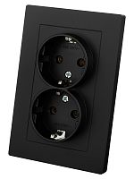 Розетка двойная 2П+З 16А 250В черная Сенеж TDM | код SQ1816-0276 | TDM