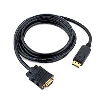 Кабель DisplayPort->VGA Cablexpert CCP-DPM-VGAM-6, 1,8м, 20M/15M, черный, экран, пакет | код CCP-DPM-VGAM-6 | Cablexpert