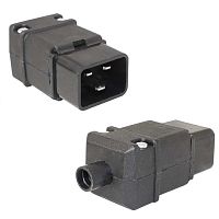 Разъем питания штекерный (вилка) RUICHI IEC-320-C20, 3-контактный, 220 В, 16 А, прямой | код 113957 | Ruichi