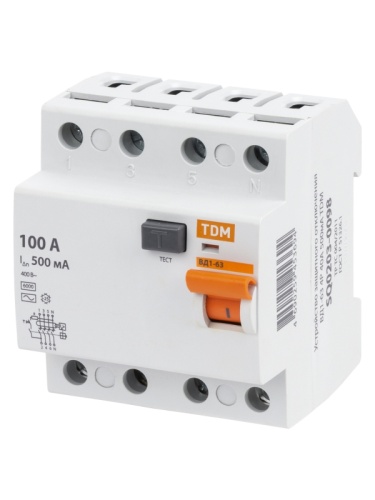 УЗО ВД1-63 4Р 100А 500мА TDM | код SQ0203-0097 | TDM УЗО ВД1-63 4Р 100А 500мА TDM | код SQ0203-0097 | TDM