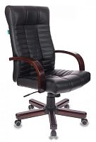 Кресло руководителя Бюрократ KB-10WALNUT черный эко.кожа крестов. металл/дерево | код 1034886 | БЮРОКРАТ