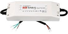 Источник питания AC-DC, 60Вт, IP64, вход 90…264В AC, 47…63Гц , ККМ, выход 12В рег.-15%/5A, рег. 3...-25%, изоляция 4250В AC, в кожухе 180х62,5х35мм, -30…+50С | код PLN-60-12 | MeanWell