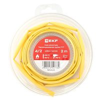 Термоусаживаемая трубка ТУТ нг 4/2 желтая ролик 2 м EKF | код tut-4-y-b | EKF