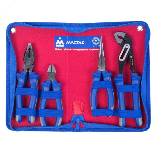 Набор пассатижей и бокорезов в футляре на молнии 4 предмета | код 03-4Z | Мастак Набор пассатижей и бокорезов в футляре на молнии 4 предмета | код 03-4Z | Мастак