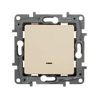 Выключатель 1-клавишный ETIKA, с подсветкой, скрытый монтаж, слоновая кость | код. 672303 | Legrand