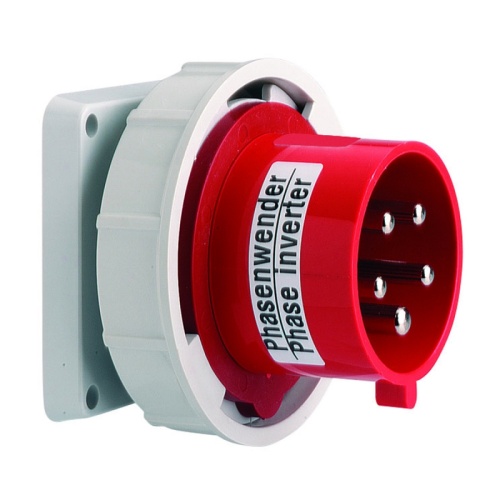 Вилка панельная 32A 5p 400V 6h IP67 прямая фланец 85 x 85 | код 28184 | Bals