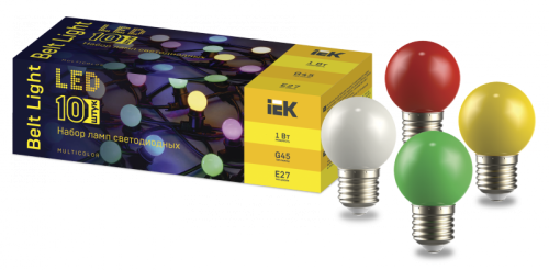 Набор ламп LED декор. G45 шар 1Вт 230В MIX E27 10 шт IEK | код LLE-G45-1-230-MIX-E27-10 | IEK