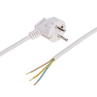 Шнур электрический с угловой вилкой 10А 2500Вт ПВС 3х1.0кв.мм 2м бел. | код 11-1316 | Rexant