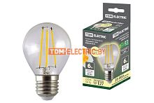 Лампа светодиодная Филамент G45-6 Вт-230 В-2700 К–E27 TDM | код SQ0340-0279 | TDM