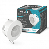 Датчик движения инфракрасный встраиваемый ДД 201Б 1200Вт 360 гр. 8м IP20 белый NEOX | код 4690612052229 | NEOX