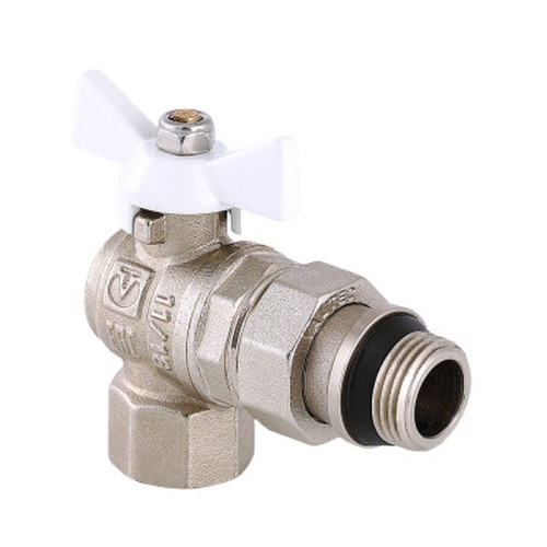 Кран шар. BASE угловой с полусгоном 1/2" вн.-нар. с доп. упл. (белая рукоятка) | код. VT.228.NRW.04 | VALTEC Кран шар. BASE угловой с полусгоном 1/2" вн.-нар. с доп. упл. (белая рукоятка) | код. VT.228.NRW.04 | VALTEC