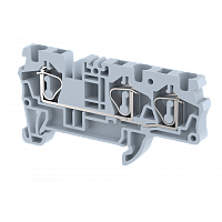 Клемма проходная пружинная 4 мм2 на 3 подключения, серая SQ4-1X2-GREY | код 2103050000 | Elmex