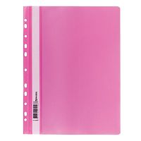Скоросшиватель пластиковый с перфорацией BRAUBERG, А4, 140/180 мкм, розовый, 226588 | код 226588 | BRAUBERG