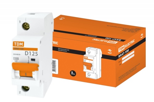 Авт. выкл. ВА47-100 1Р 125А 10кА х-ка D TDM | код SQ0207-0093 | TDM