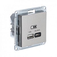 ATLASDESIGN USB РОЗЕТКА A + тип-C 45Вт высокоскор.заряд. QC,PD, мех., ШАМПАНЬ | код ATN000529 | Systeme Electric