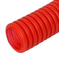 Труба гофрированная ПНД защитная для МПТ (пешель) красная d32/24,3 мм (25м/1375м уп/пал) Промрукав | код PR02.0090 | ПРОМРУКАВ