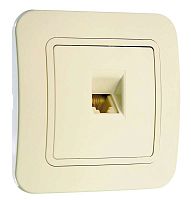 Розетка телефонная 1-м СП Lillium 16А IP20 евро стандарт крем./крем. | код 70214 | Makel