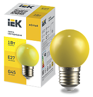 Лампа LED декор. G45 шар 1Вт 230В желтый E27 IEK | код LLE-G45-1-230-Y-E27 | IEK