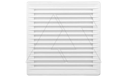 Решетка вентиляционная с сеткой квадратная 170х170мм с круглым выводом O100мм, пластик, белый | код 02-246 | airRoxy