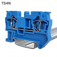 Клемма пружинная проходная 2 контакта 4 мм2, синяя | код TS4N | ПРОВЕНТО