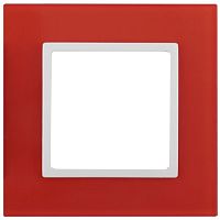 Рамка на 1 пост, стекло, Эра Elegance, красный+бел, 14-5101-23 | код Б0034478 | ЭРА