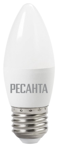 Лампа светодиодная LL-R-C37-6W-230-4K-E27 (свеча, 6Вт, нейтр., Е27) Ресанта, , Шт | код 76/1/10 | РЕСАНТА