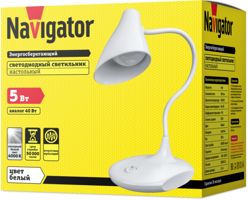 Светильник светодиодный 14 226 NDF-D027-5W-4K-WH-LED 5Вт 4000К 300лм настольный на основании бел. | Код. 14226 | Navigator