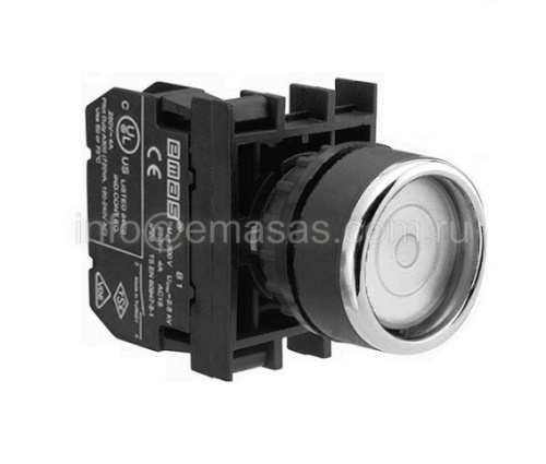 B100FB Кнопка с фиксацией белая (1НО) | код B100FB | EMAS B100FB Кнопка с фиксацией белая (1НО) | код B100FB | EMAS