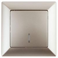 Выключатель Intro Solo 4-102-04 одноклавишный с подсветкой, 10А-250В, IP20, СУ, шампань | код Б0053563 | ЭРА