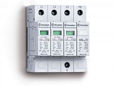 Устройство защиты от импульсных перенапряжений УЗИП тип 1 (3 варистора + 1 искровый разрядник), модульный, ширина 70мм, степень защиты IP20 | код 7P1482751012 | FINDER