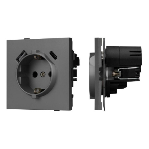 Механизм розетки с USB зарядкой SCT-TENDO-MUAC-SFPL-GR 230В 16А Arlight 054609