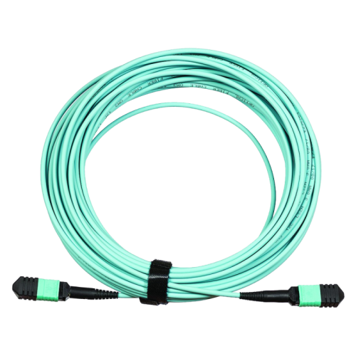 Сборка кабельная MPO-MPO, 12 волокон OM3, тип B (Key Up-Key Up), низкие потери, LSZH, 10 м, аква | код LAN-12M-12M/OM3B-10 | LANMASTER