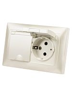 Розетка двойная 2П+З 16А 250В IP44 с защ. шт. с крышкой перламутр Лама TDM | код SQ1815-0860 | TDM