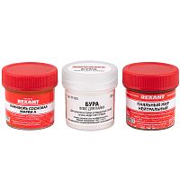 Набор для пайки REXANT К3, твердый флюс (канифоль, флюс БУРА, паяльный жир) | код 09-3742 | REXANT