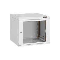 Шкаф настенный 19, 9U, стеклянная дверь, Ш530хВ466хГ500мм, цельносварной, серый | код TWC-095350-G-W-GY | TLK