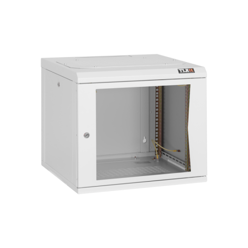 Шкаф настенный 19, 9U, стеклянная дверь, Ш530хВ466хГ500мм, цельносварной, серый | код TWC-095350-G-W-GY | TLK