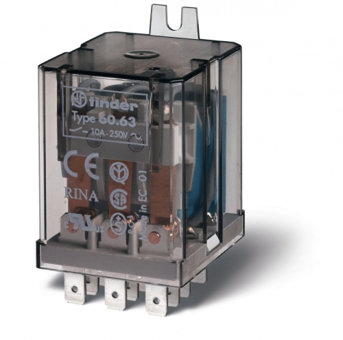 Универсальное электромеханическое реле, монтаж в наконечники Faston 187 (4.8х0.8мм), 3CO 10A, контакты AgNi, катушка 125В AC, степень защиты RTI, боковой монтажный фланец, опции: нет | код 606381250000 | FINDER Универсальное электромеханическое реле, монтаж в наконечники Faston 187 (4.8х0.8мм), 3CO 10A, контакты AgNi, катушка 125В AC, степень защиты RTI, боковой монтажный фланец, опции: нет | код 606381250000 | FINDER