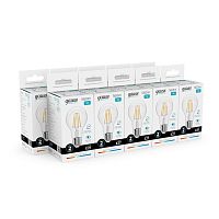 Лампа светодиодная филаментная LED 7 Вт 560 лм 4100К А60 груша нейтральный E27 AC 220В прозрачная колба Elementary Gauss | код 22227 | Gauss