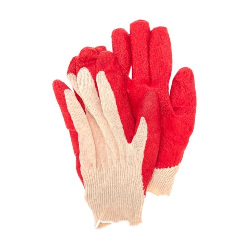 Перчатки х/б с одинарным латексным покрытием, 5 нитей, 36 г, 10 класс вязки, красного цвета | код 09-0220 | REXANT