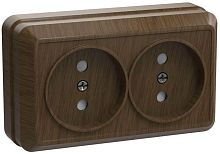 Розетка двухместная ОКТАВА, открытый монтаж, дуб | код. ERO20-K04-10-DC | IEK
