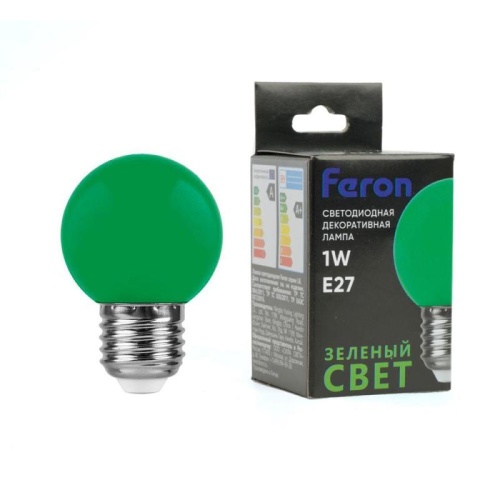 Лампа светодиодная 1Вт 230В E27 G45 матов. LB-37 зел. FERON 25117 Лампа светодиодная 1Вт 230В E27 G45 матов. LB-37 зел. FERON 25117