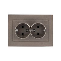 Валенсия лицевая панель розетки 2-местной с/з 16А графит с защ, штор, PROxima | код ESR16-L-128-60 | EKF