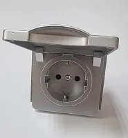 Розетка с заземлением с крышкой серебро | код С1Р9-004 | GUSI ELECTRIC